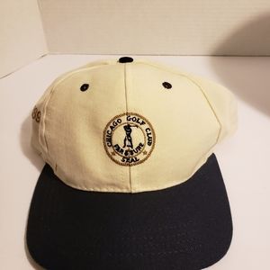 CHICAGO GOLF CLUB Hat Off White/ Navy Blue Cotton w/ Iconic "Far and Sure" Logo